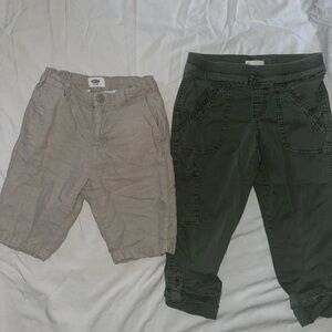 linen/cotton 2-pack cargo style pants & shorts bundle kids size 7